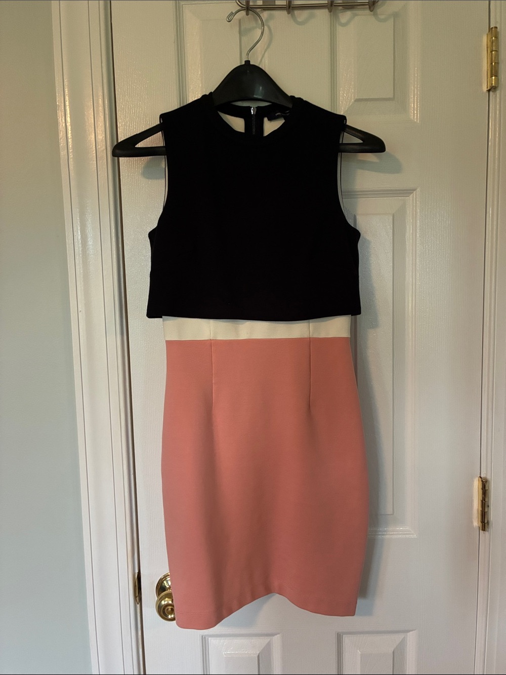 French Connection Black, Cream & Rose Mini Sheath Dress